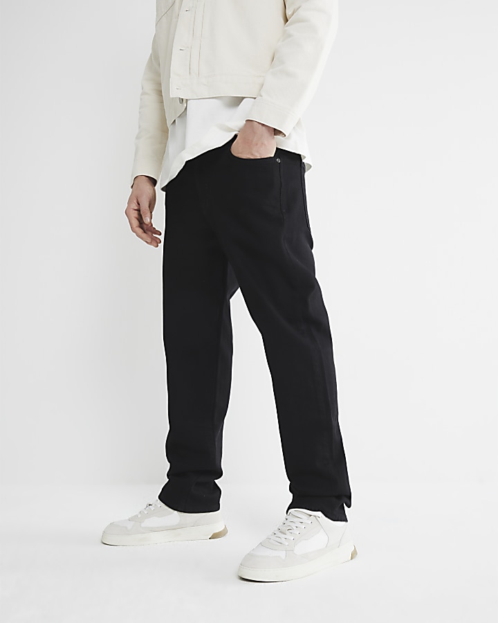 Black straight fit jeans River Island
