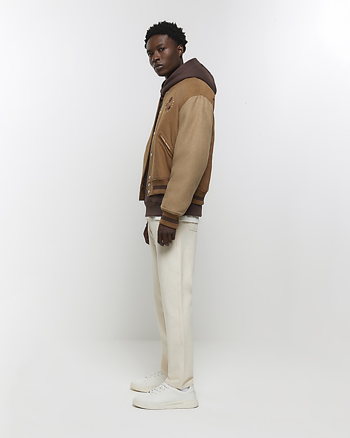 Beige Holloway Road tapered fit jeans