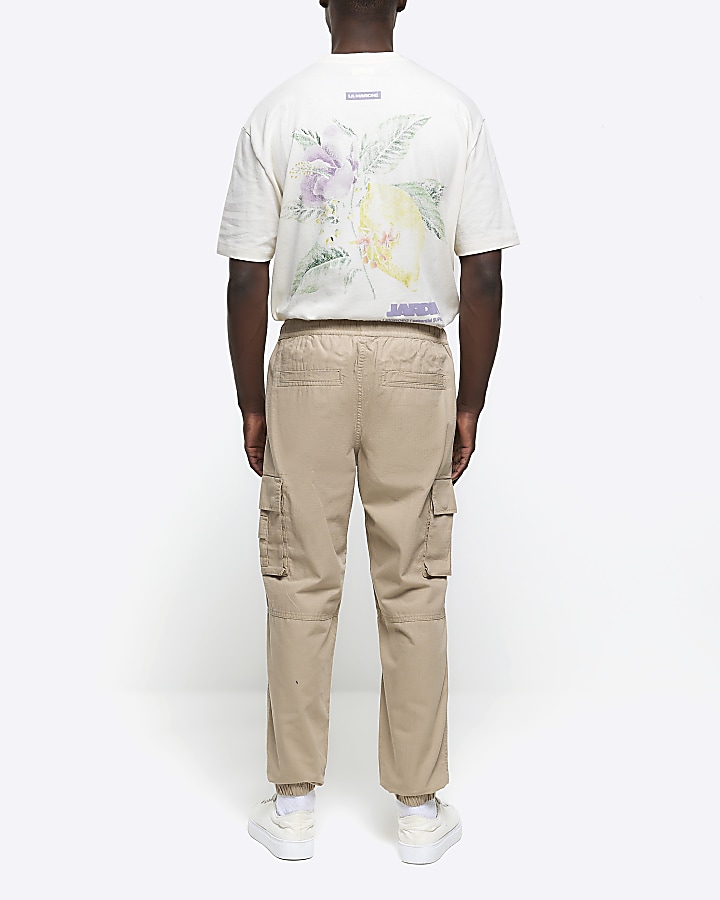 Stone slim fit cargo trousers