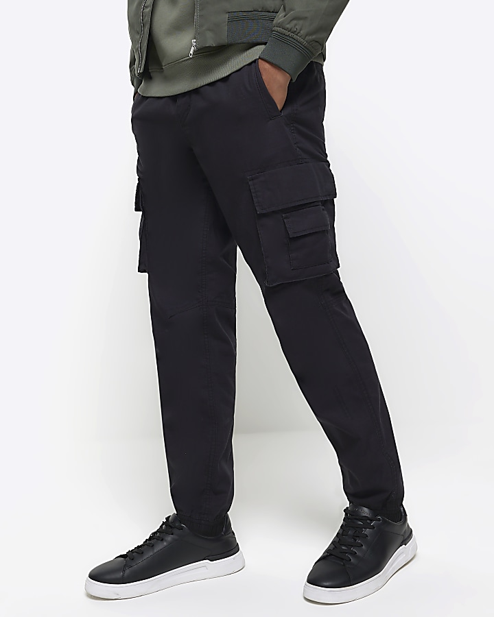 Black Slim Fit Pocket Cargo Trousers