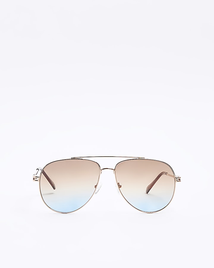 Rose gold tinted aviator sunglasses