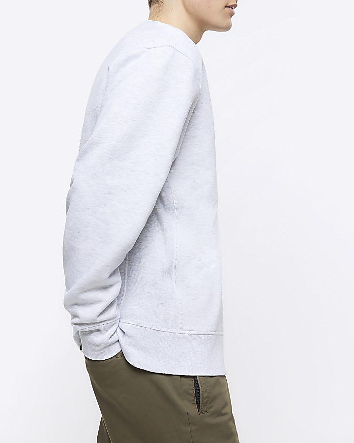 Grey regular fit plain sweatshirt