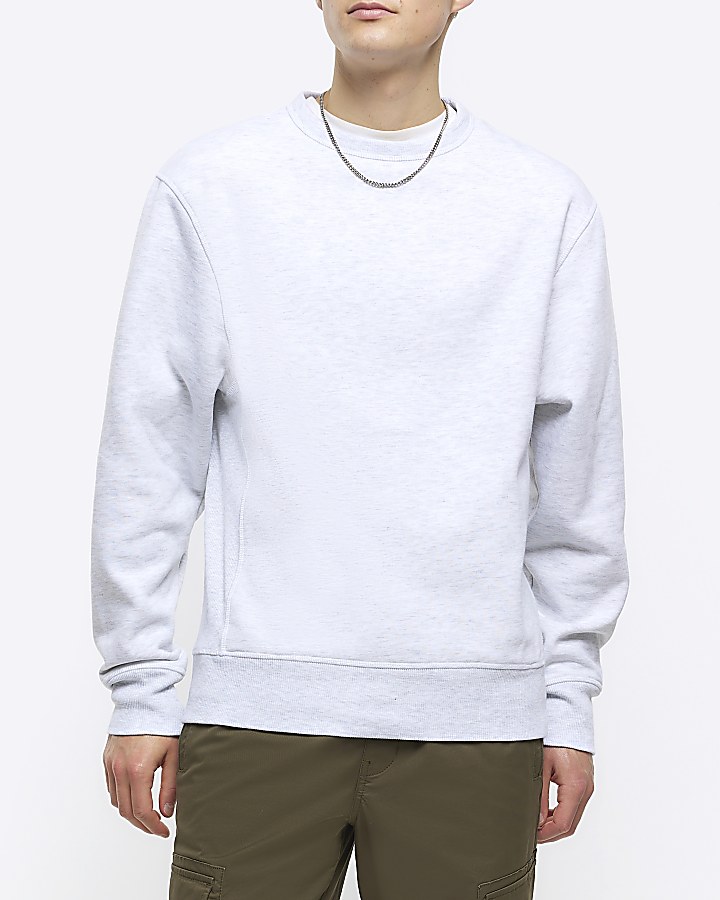 Grey regular fit plain sweatshirt