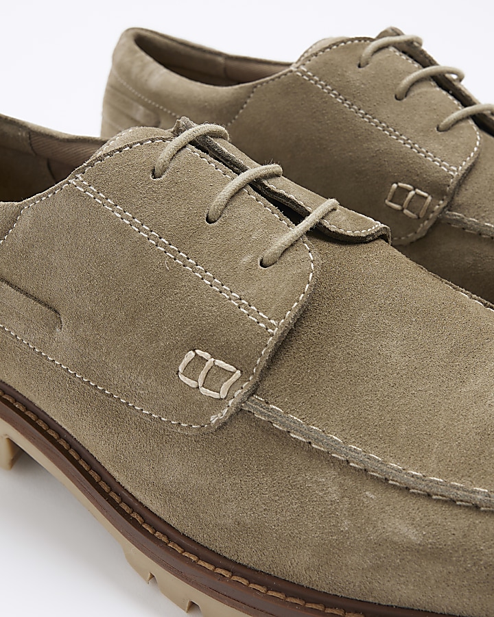 Green suede boat shoes River Island