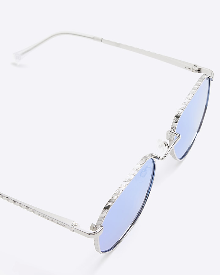 Silver textured hexagon sunglasses