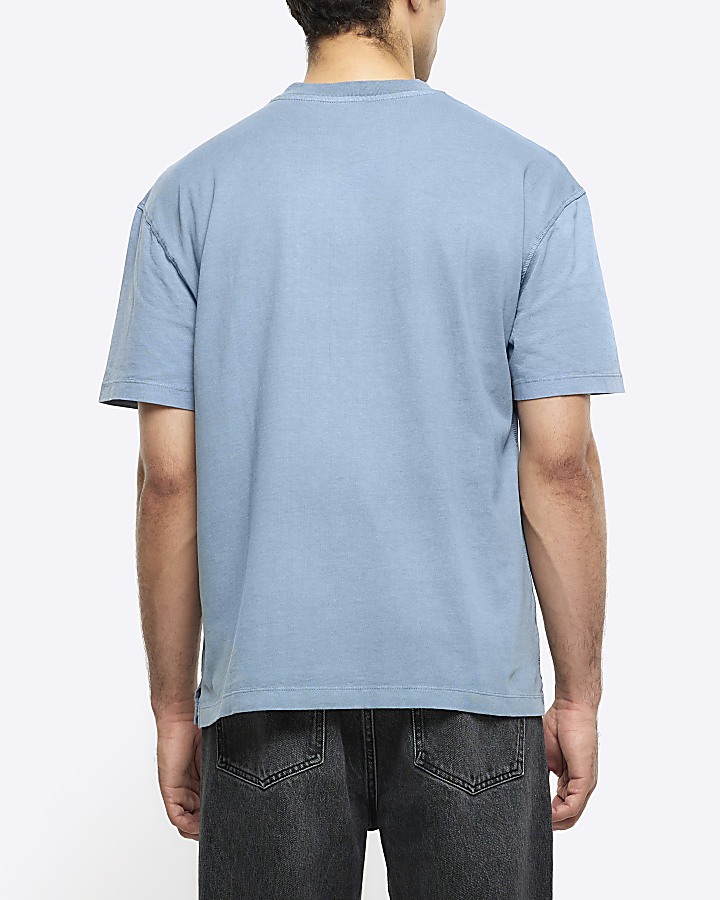Washed blue oversized fit t-shirt | River Island
