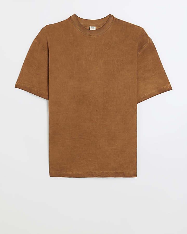 Washed brown oversized fit t-shirt