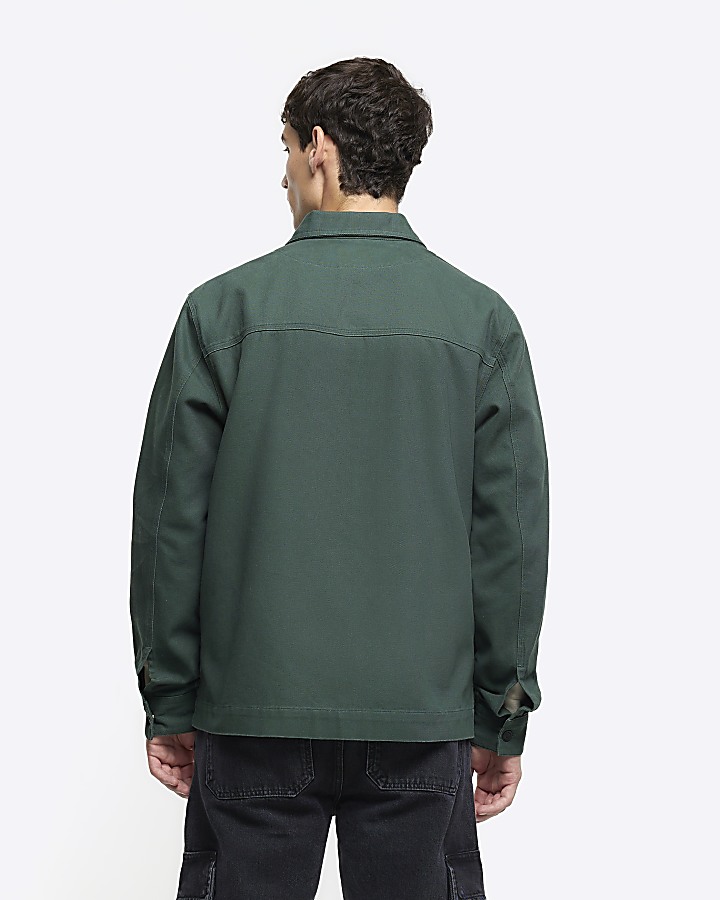 Green regular fit pocket overshirt