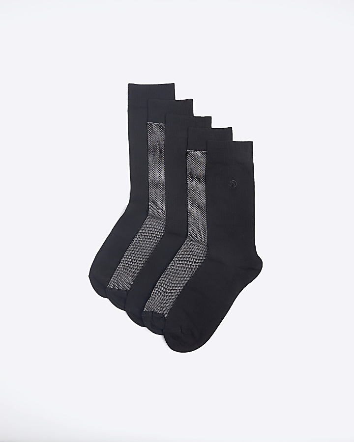 5PK Black ankle socks