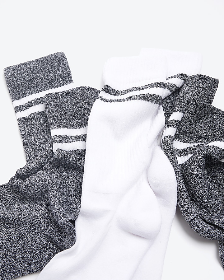 3PK Grey tube socks | River Island