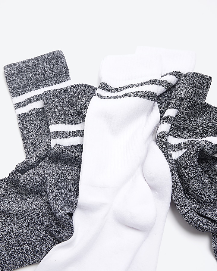 3PK Grey tube socks River Island