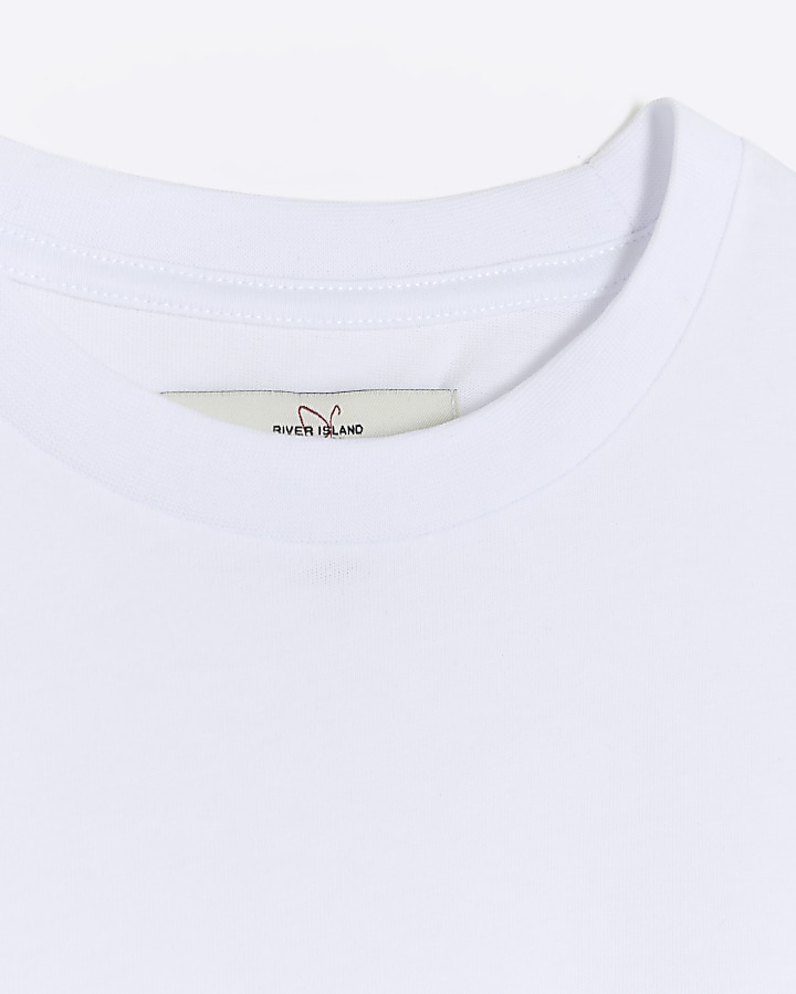 White slim fit taped sleeve t-shirt | River Island