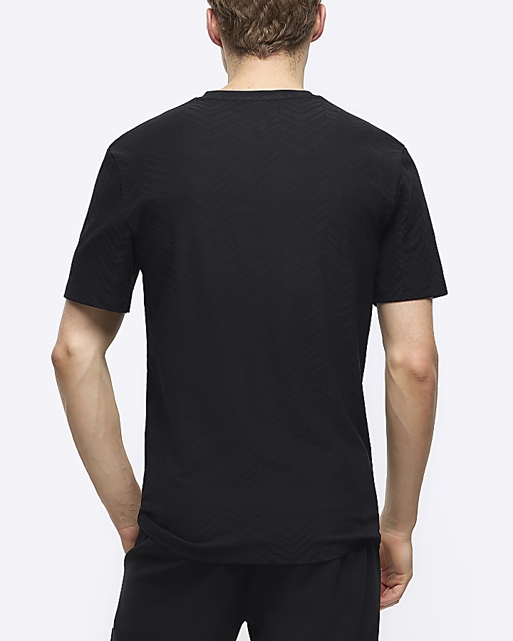 Black Slim Fit Chevron Texture T-shirt