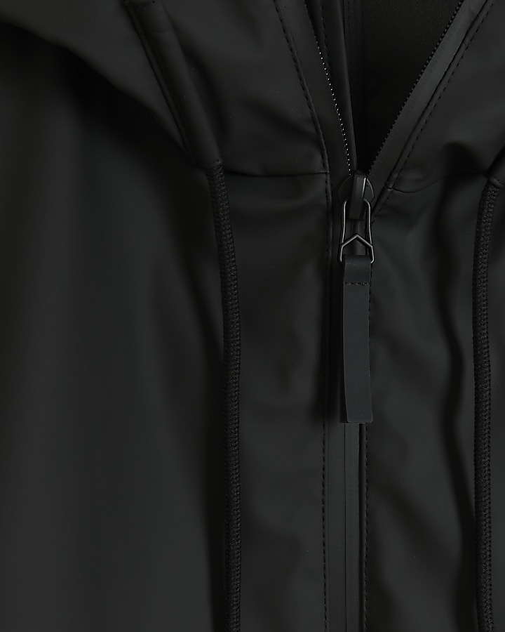 Black regular fit short raincoat jacket