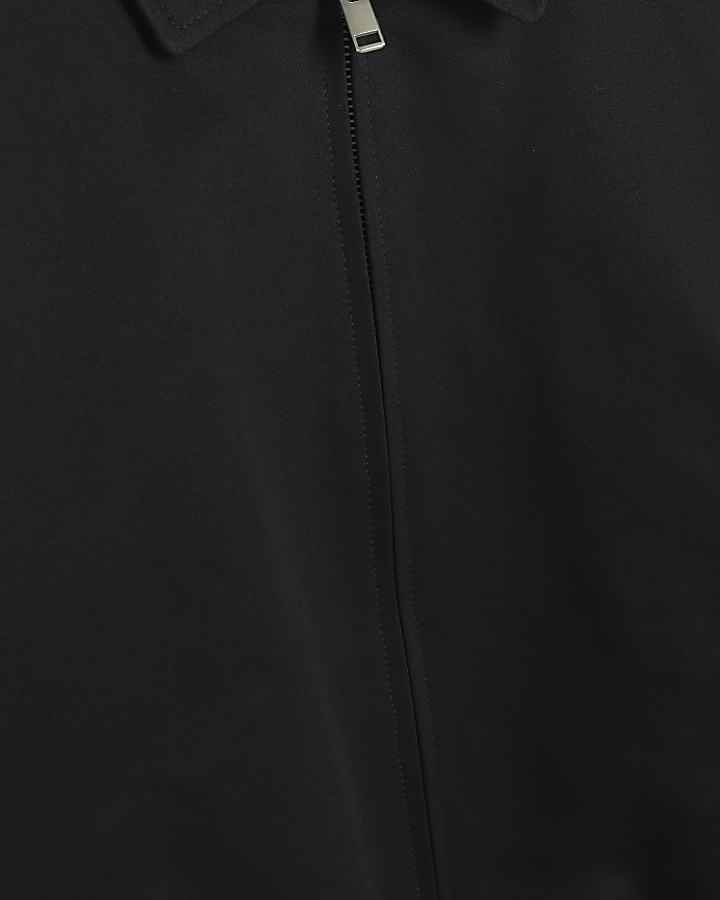 Black regular fit smart Harrington jacket