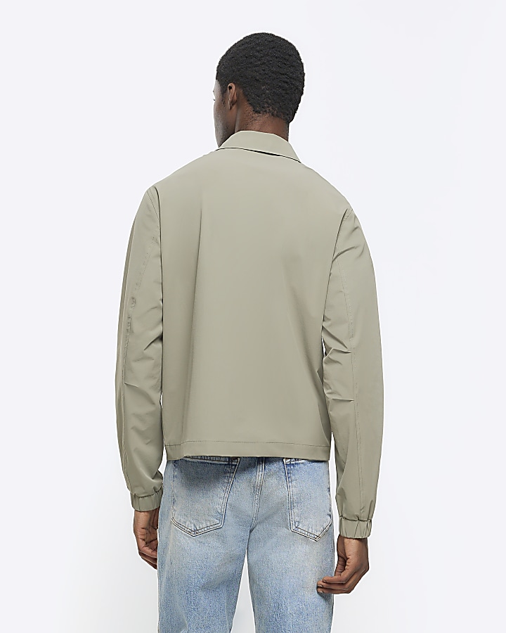 Khaki regular fit zip up Harrington jacket