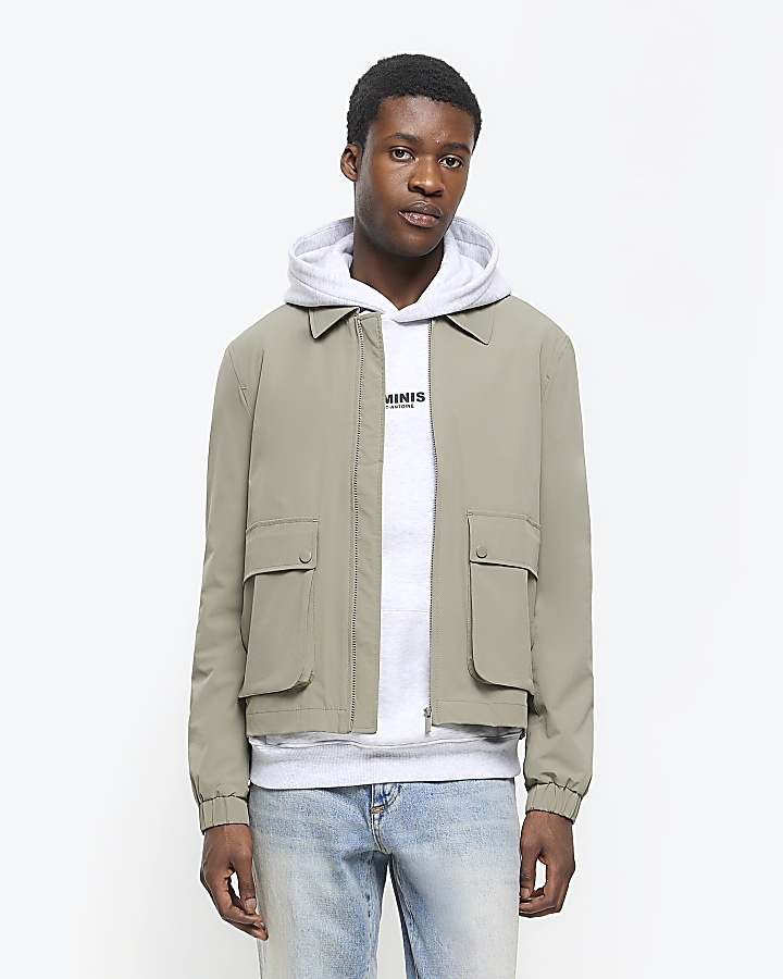 River island bomber jacket hot sale khaki