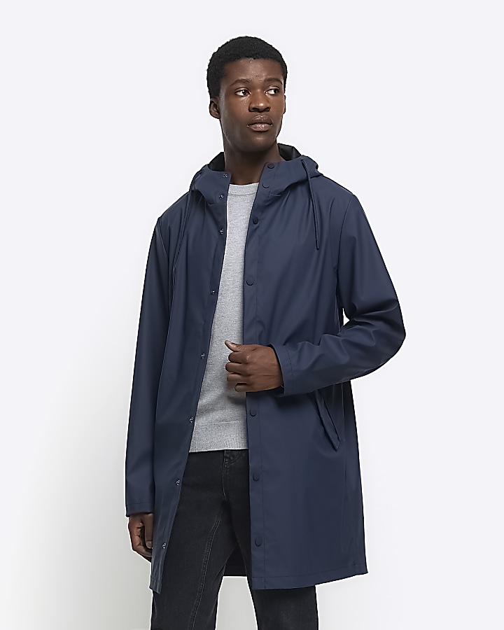 Mens navy sales rain jacket