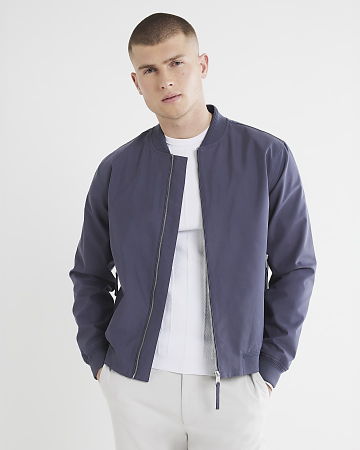 Navy bomber jacket 2024 mens river island