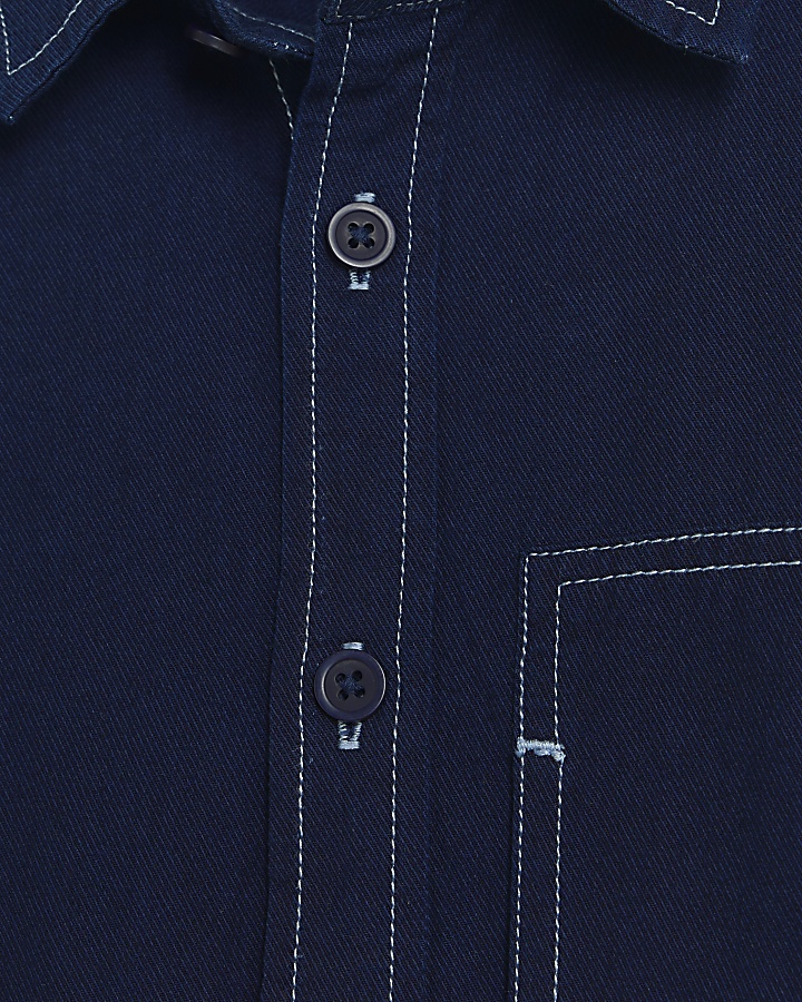Navy regular fit stitch detail shirt