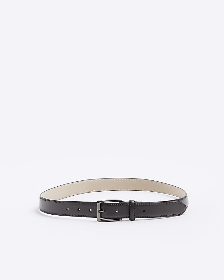Brown faux leather buckle belt