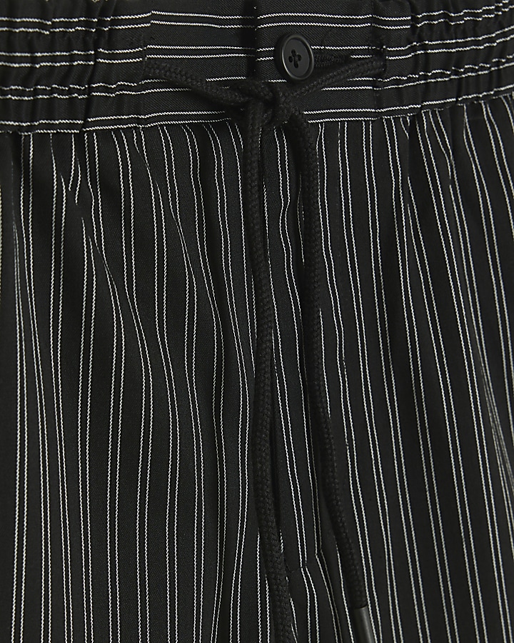 Black regular fit striped shorts