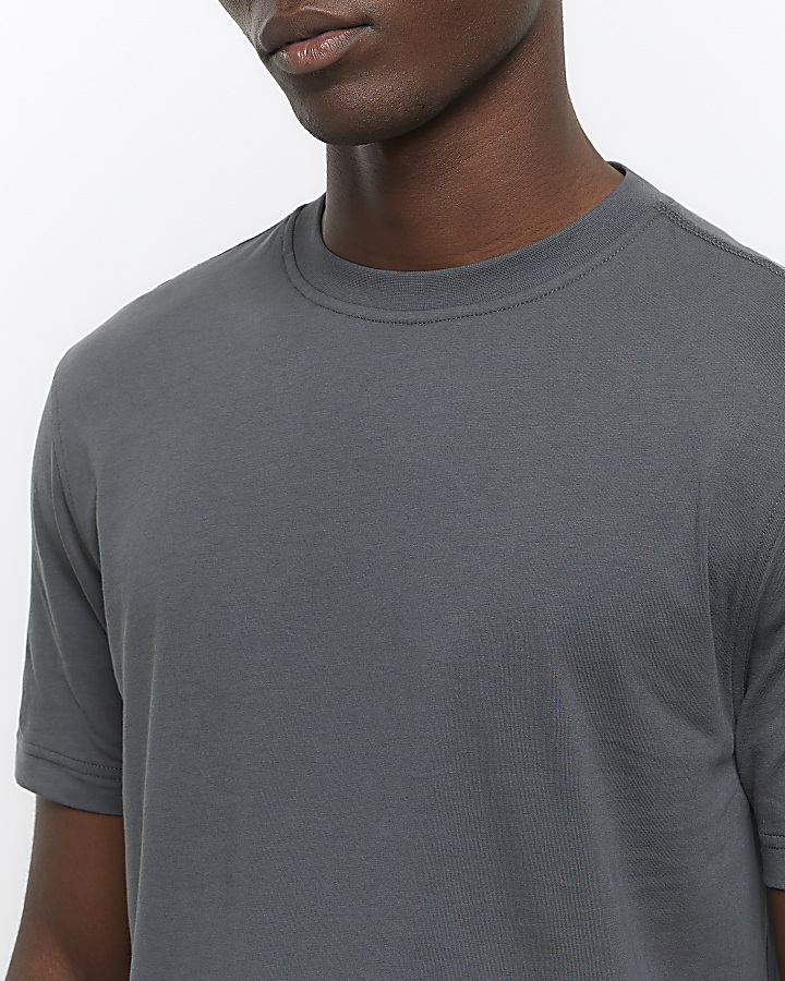 Grey slim fit t-shirt | River Island