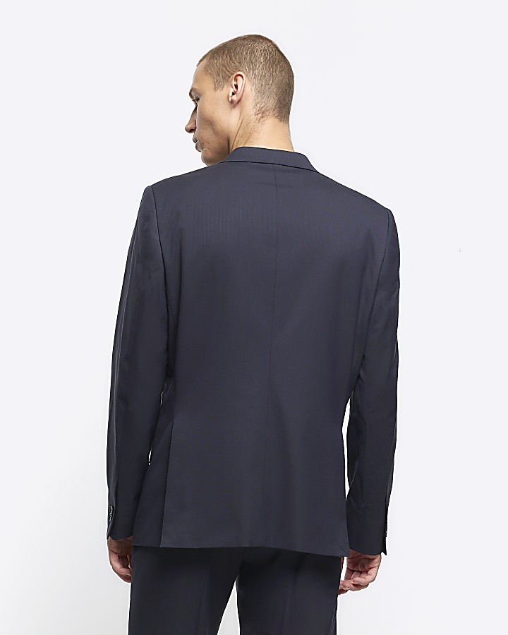 Grey slim fit herringbone suit jacket