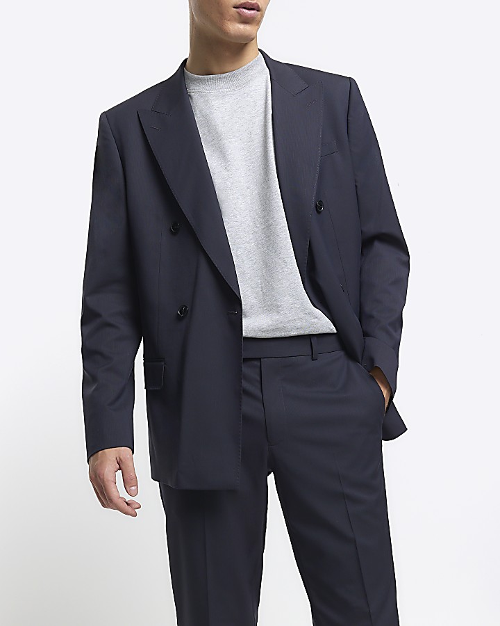 Grey slim fit herringbone suit trousers