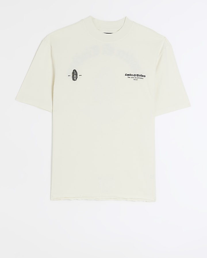 Ecru regular fit graphic t-shirt | River Island