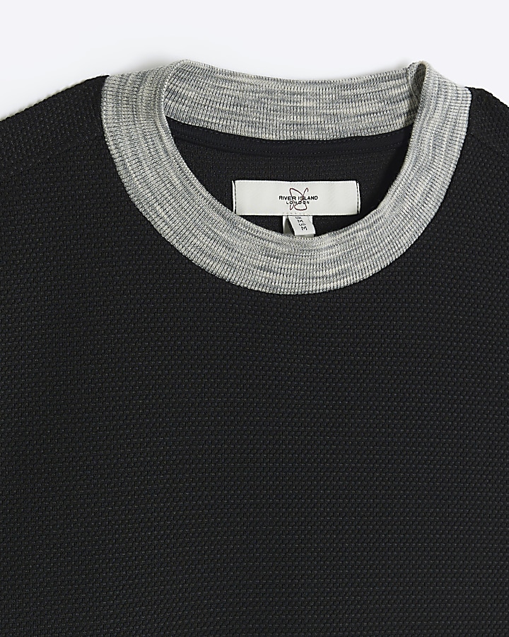 Black slim fit tshirt River Island