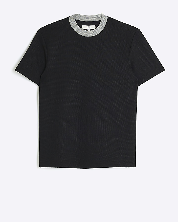 Black slim fit tshirt River Island