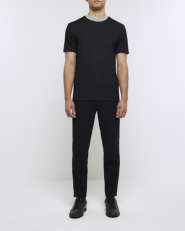 Black slim fit tshirt River Island