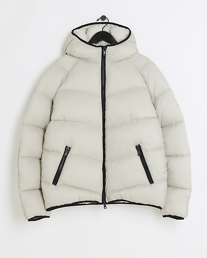 Stone regular fit hooded puffer jacket