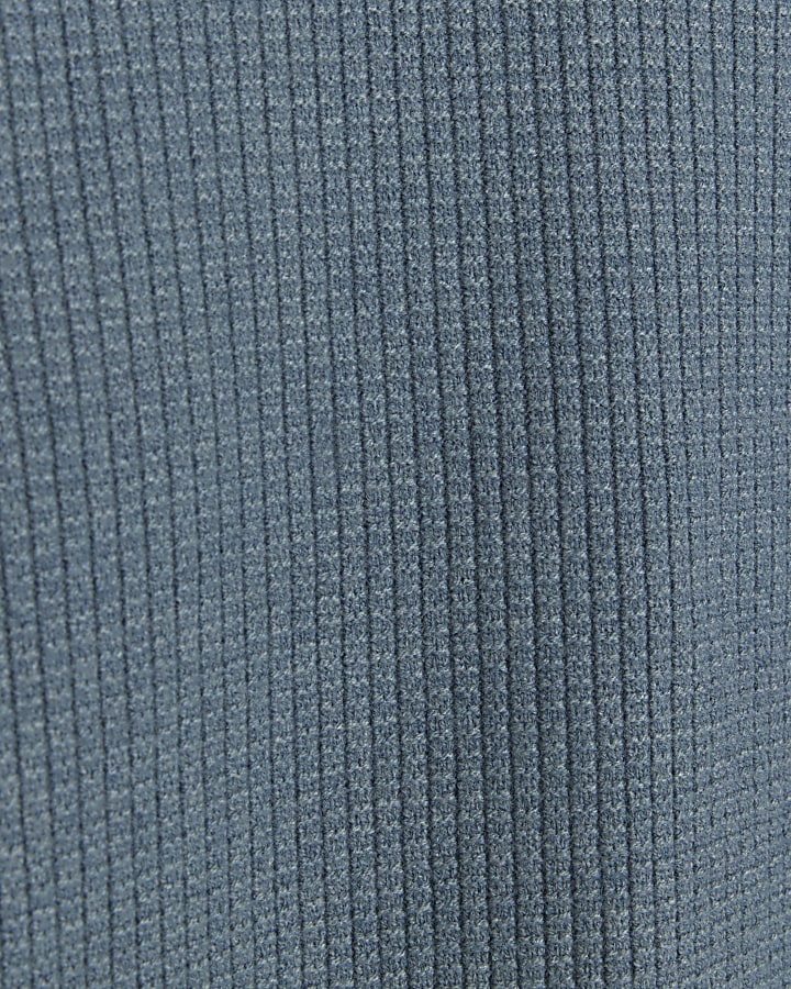 Blue slim fit waffle texture jumper