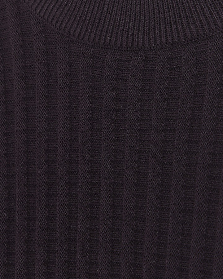 Purple slim fit waffle texture jumper