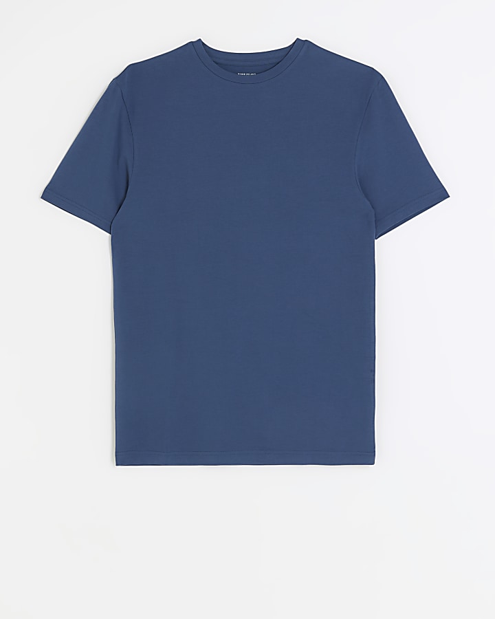 Blue muscle fit t-shirt | River Island