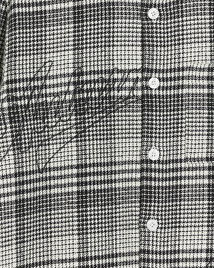 Black regular fit embroidered check shirt