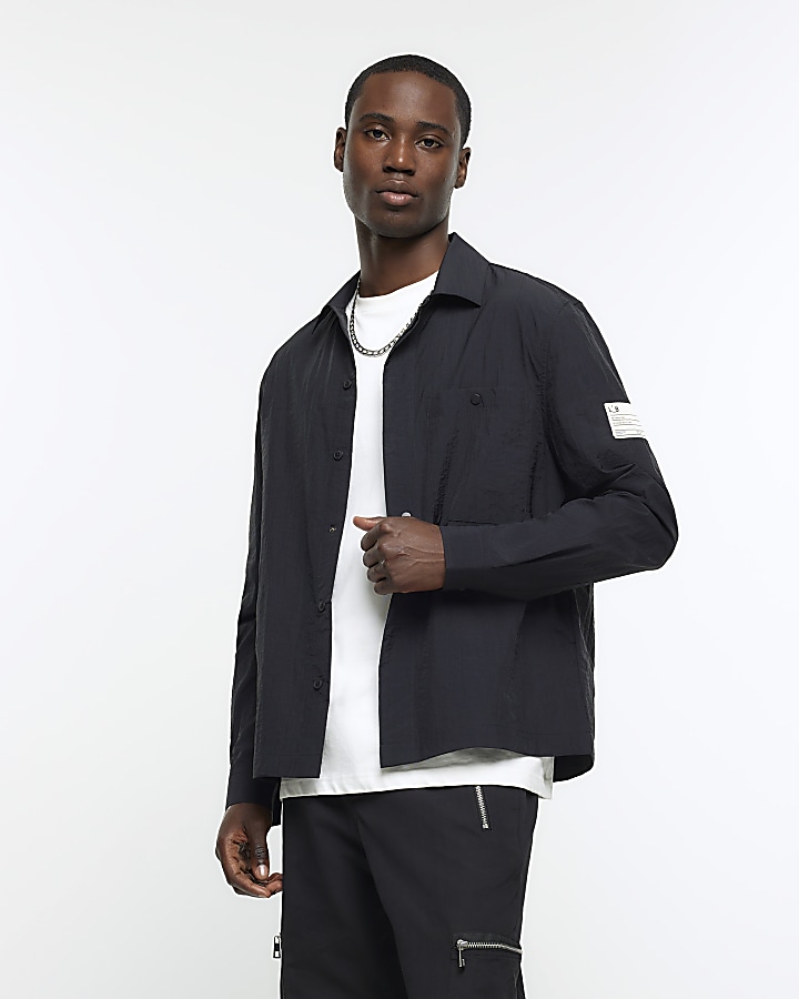 Black oversized fit utility jacket | River Island