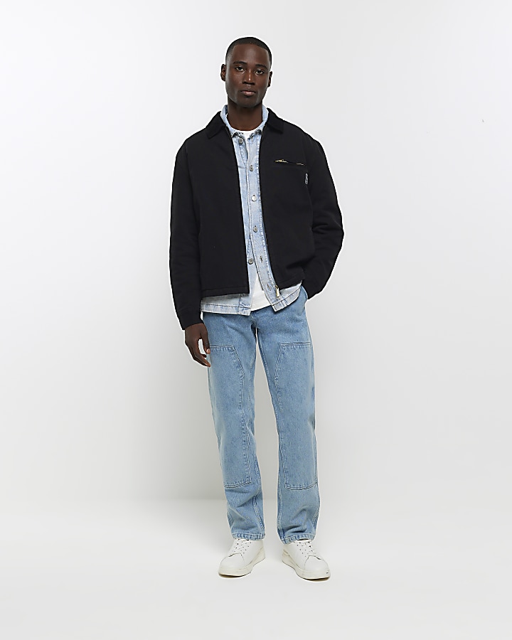 Blue relaxed loose fit carpenter jeans