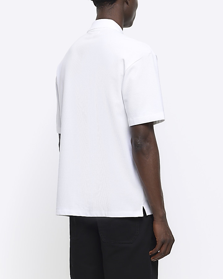 White regular fit jersey short sleeve shirt