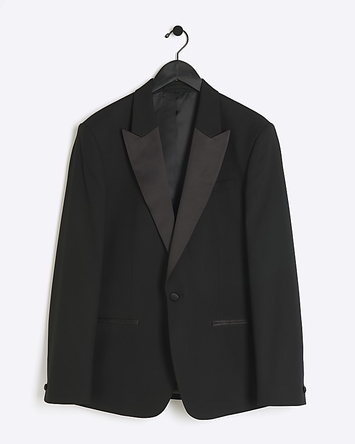 Black slim fit tuxedo jacket