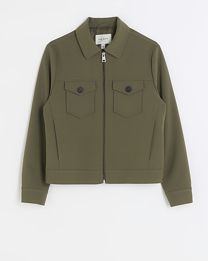 Green regular fit western jacket