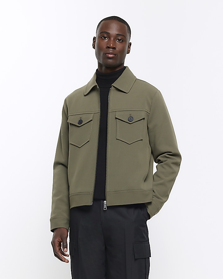 Green regular fit western jacket