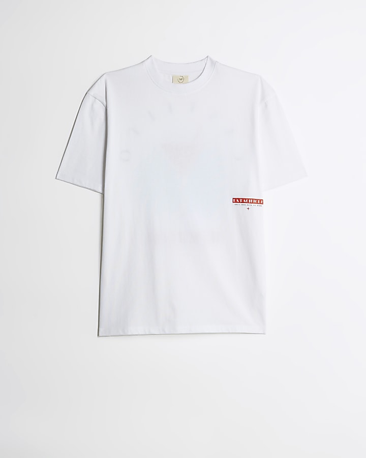 White regular fit cocktail graphic t-shirt