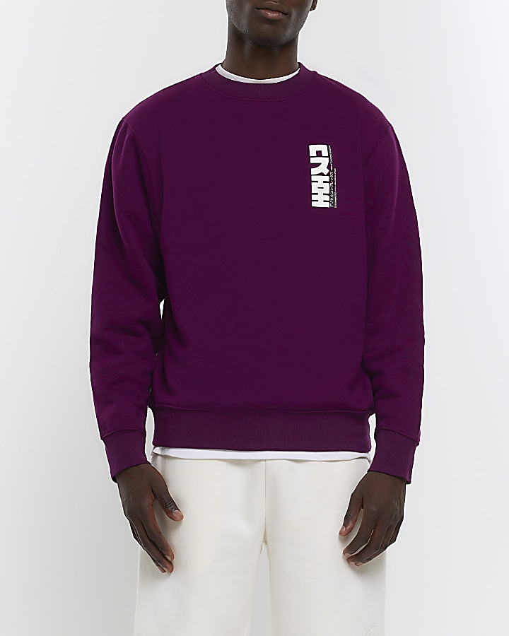 Purple regular fit graphic sweatshirt