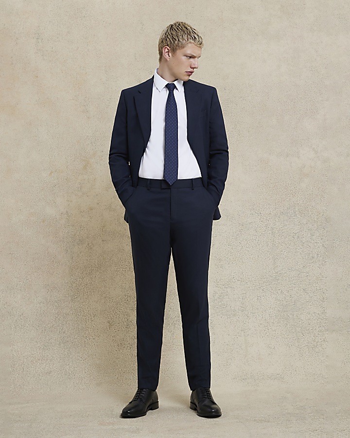 River island navy hot sale suit