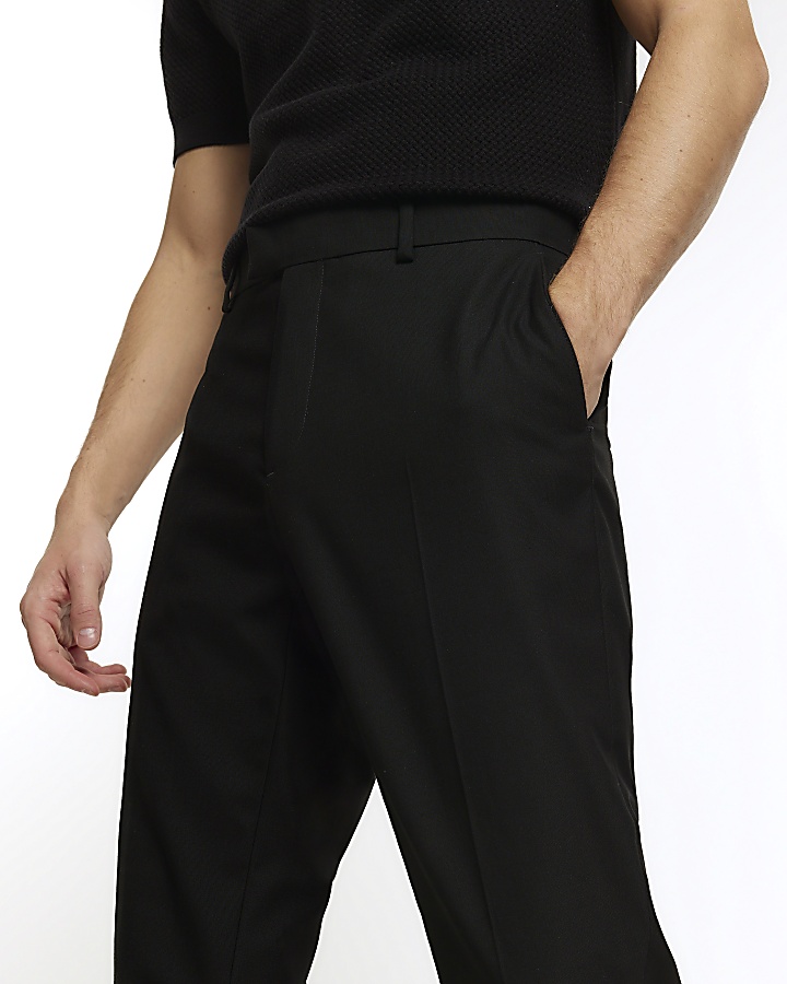 Black slim fit suit trousers