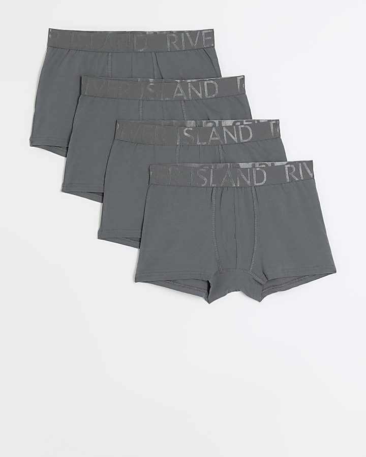 4PK Dark grey cotton stretch trunks