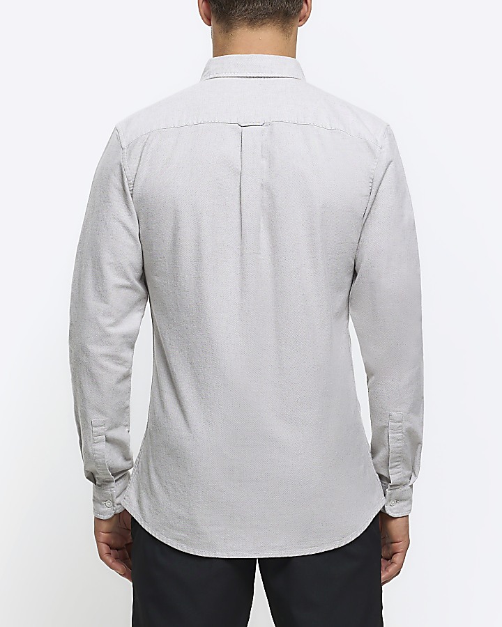 Grey muscle fit oxford smart shirt
